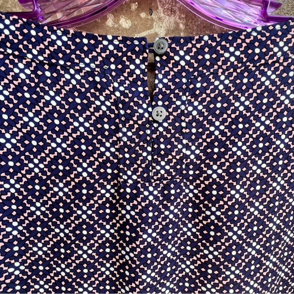 Loft Blue Pink & White Geometric Blouse, M - Picture 7 of 8